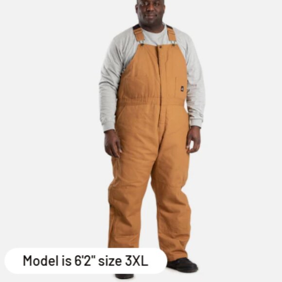 Berne Insulated Duck Bib Overalls Winter Workwear– Brown 3XL